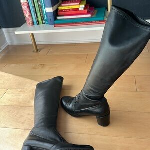 Stuart Weitzman Black Leather Knee High Boots-EUC
